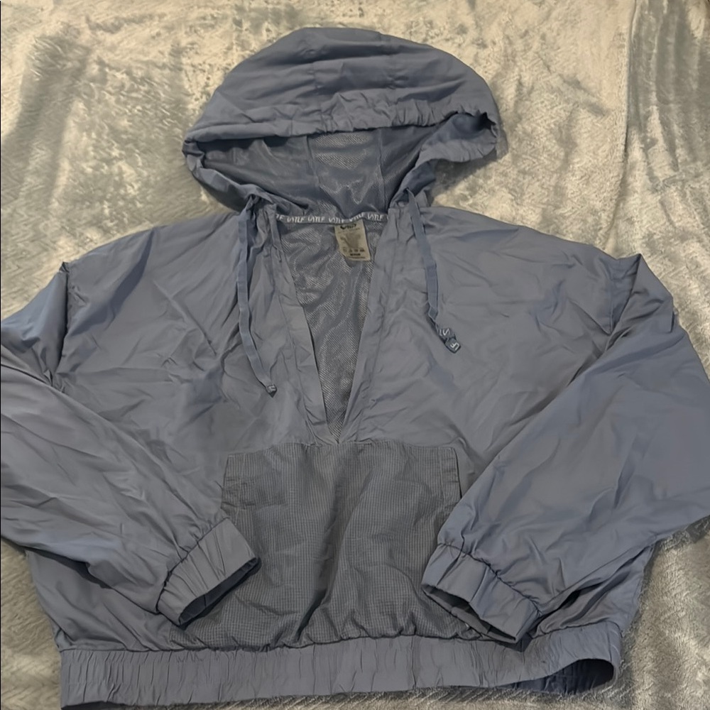 Gray Hooded Windbreaker